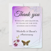 エレガントなラベンダー 花のアクセント付き サンキューカード (正面)