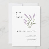 エレガントなラベンダー Save The Date 招待状 (正面)