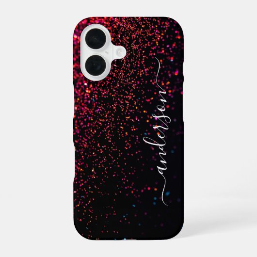 エレガントなラメのモノグラム 名前 iPhone 16ケース (裏面)