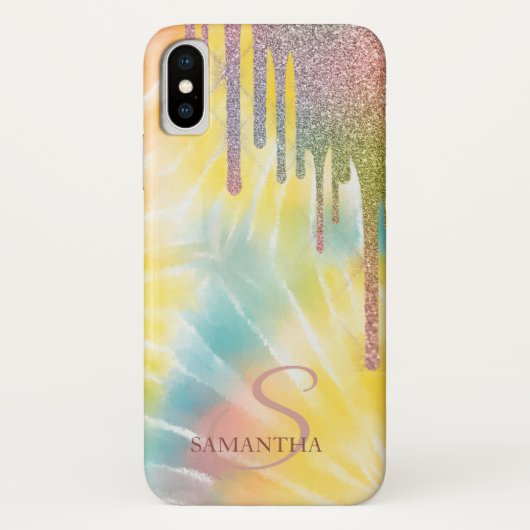 エレガントなラメの滴、レインボー タイ ダイ Case-Mate iPhoneケース (裏面)