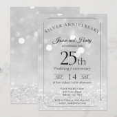 エレガントなラメの銀婚式25周年記念 招待状 (正面/裏面)