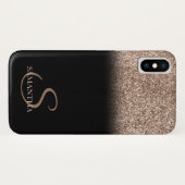 エレガントなラメグラデーション 黒 モノグラム Case-Mate iPhoneケース (裏面(横))