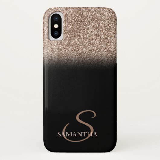 エレガントなラメグラデーション 黒 モノグラム Case-Mate iPhoneケース (裏面)