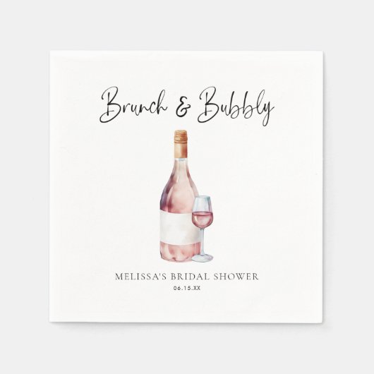 エレガントなランチ & バブル ブライズシャワー スタンダードカクテルナプキン (正面)