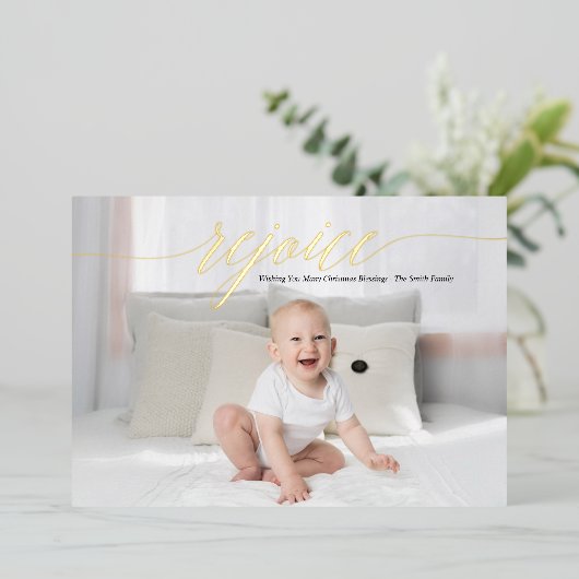 エレガントなリジョイス カリグラフィー オーダーメイド 箔シーズンカード (立ち正面)