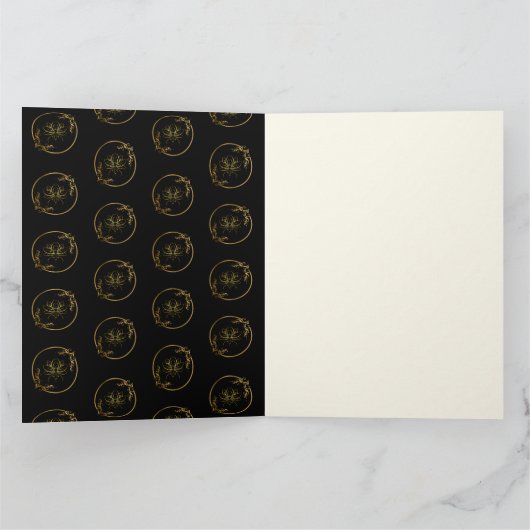 エレガントなリッチゴールド蓮の花伝統的なインド カード (内部)