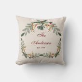 エレガントなリネン フラワー ホリデー クリスマス ファミリー クッション (正面)