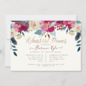 エレガントなリハーサルディナーブラッシュ バーガンディ ボーホー 招待状 (正面)