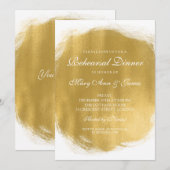 エレガントなリハーサルディナー ゴールドペイントルック 招待状 (正面/裏面)