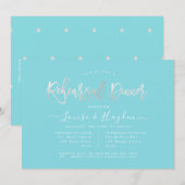 エレガントなリハーサルディナー、プラチナモダンスクリプト 案内状 (正面/裏面)