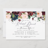 エレガントなリハーサルディナー ワインレッド+ネイビー 招待状 (正面)