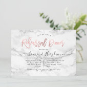 エレガントなリハーサルディナー、 大理石+ローズゴールド 案内状 (スタンド正面)