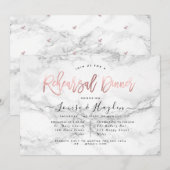 エレガントなリハーサルディナー、 大理石+ローズゴールド 案内状 (正面/裏面)