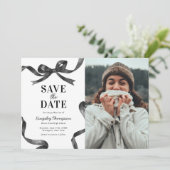 エレガントなリボンの卒業式お知らせ Save the Date セーブザデート (スタンド正面)