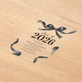 エレガントなリボン卒業パーティー アクリル招待状 (レイダウン)