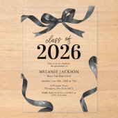 エレガントなリボン卒業パーティー アクリル招待状 (正面)