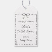 エレガントなリボン枠 手描き おしゃれな ブライダルシャワー ギフトタグ (正面)