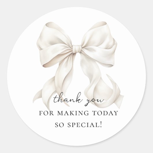 エレガントなリボン ウェディングシャワー ギフト ラウンドシール (正面)