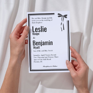 エレガントなリボン ウェディング招待状 招待状