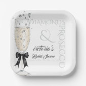 エレガントなリボン ガラス ブライダルシャワー ペーパープレート (正面)