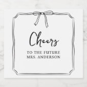 エレガントなリボン パーソナライズド チェアーズ ブライズシャワー スパークリングワインラベル (シングルラベル)