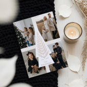 エレガントなリボン プレゼント 常緑樹 写真 コラージュ 箔シーズンカード