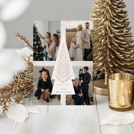 エレガントなリボン　プレゼント　常緑樹　写真　コラージュ 箔シーズンカード