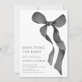 エレガントなリボン 彼女は結婚する ブライダルシャワー 招待状 (正面)