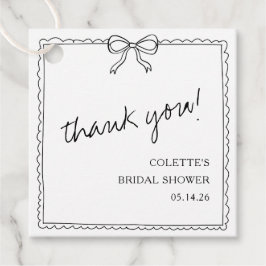 エレガントなリボン 手描き ウェディングシャワーのお礼 フェイバータグ