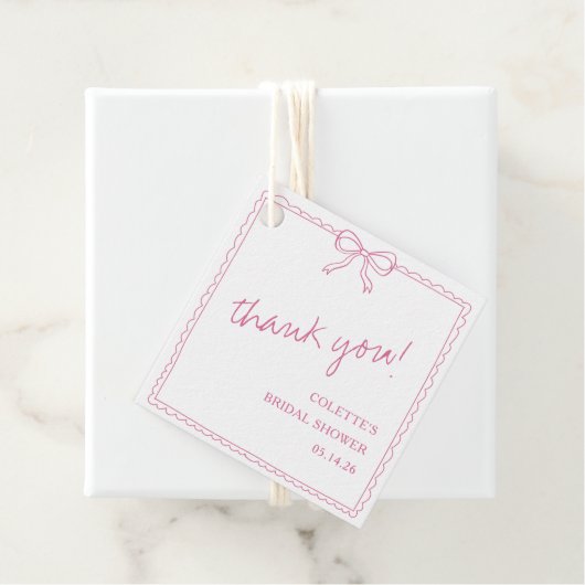エレガントなリボン 手描き ブライダルシャワーのお礼 フェイバータグ (インサイチュ)