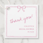 エレガントなリボン 手描き ブライダルシャワーのお礼 フェイバータグ (正面)