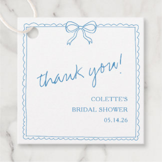 エレガントなリボン 手描き ブライダルシャワーのお礼 フェイバータグ