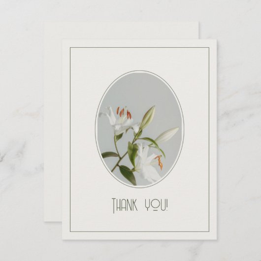 エレガントなリリー ヴィンテージ サンキューカード (正面/裏面)