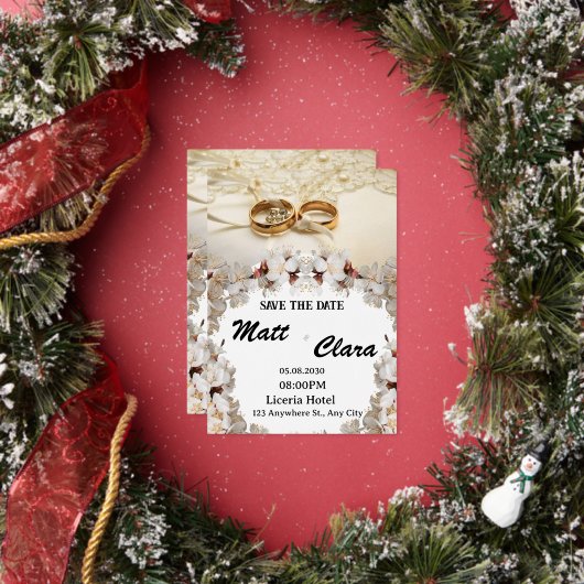 エレガントなリングの花柄結婚式招待状 箔招待状 (インサイチュ)