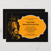  エレガントなリージェンシー様式のスケルトンハロウィングランドバ 招待状 (正面/裏面)