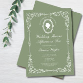 エレガントなリージェンシー・アフタヌーンティー・ウェディング・シャワー 招待状