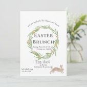 エレガントなリースとウサギのイースターブランシュ招待状 招待状 (スタンド正面)