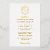 エレガントなリースモノグラムイスラム結婚式 箔招待状 (正面)