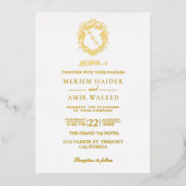エレガントなリースモノグラムイスラム結婚式 箔招待状 (正面)