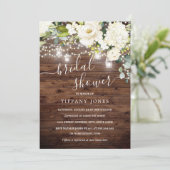 エレガントなルスティックウッドのシャンパンフローラル ブライダルシャワー 招待状 (スタンド正面)