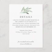 エレガントなルスティックオリーブの水彩画ウェディングディテール エンクロージャーカード (正面)