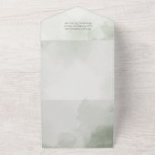 エレガントなルスティックグリーンゴールドの水彩写真 オールインワン招待状 (外側)