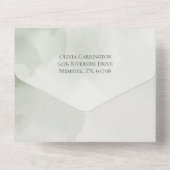 エレガントなルスティックグリーンゴールドの水彩写真 オールインワン招待状 (裏面)