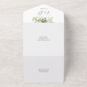 エレガントなルスティックグリーン タイポグラフィ ウェディング オールインワン招待状 (外側)