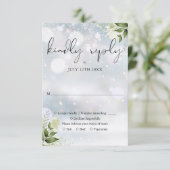 エレガントなルスティックグリーン Winter ウェディング 出欠カード (スタンド正面)