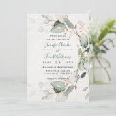 エレガントなルスティックゴールドグリーンのユーカリのウェディング 招待状 (スタンド正面)