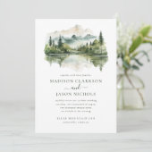 エレガントなルスティックパインマウンテンQRコード写真ウェディング 招待状 (スタンド正面)