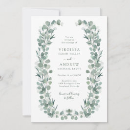 エレガントなルスティックボタニカルユーカリウェディング 招待状