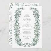エレガントなルスティックボタニカルユーカリウェディング 招待状 (正面/裏面)