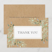 エレガントなルスティックボタニカルリーフグリーン サンクス サンキューカード (正面/裏面)